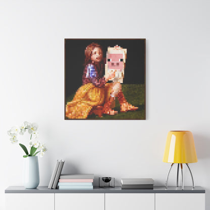 Minecraft Pig and Lady Inspired Painting
