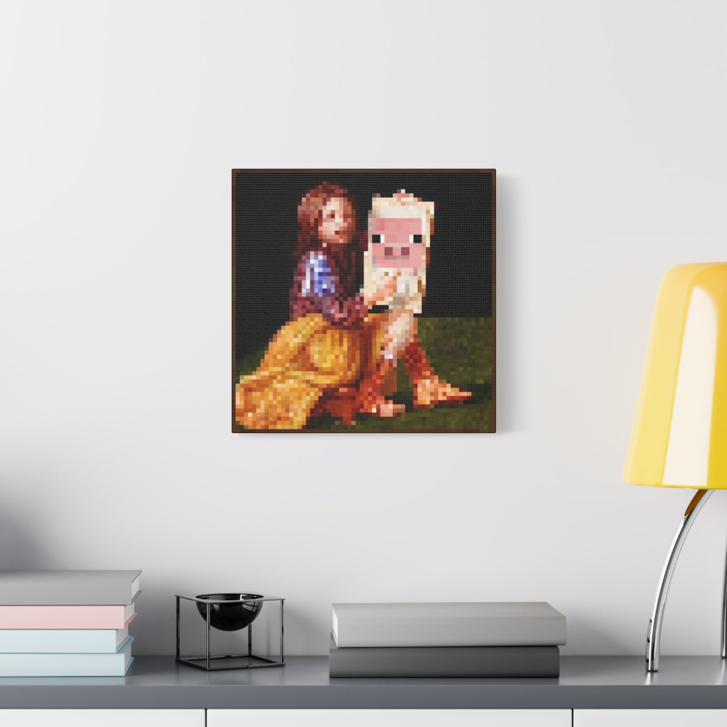 Minecraft Pig and Lady Inspired Painting