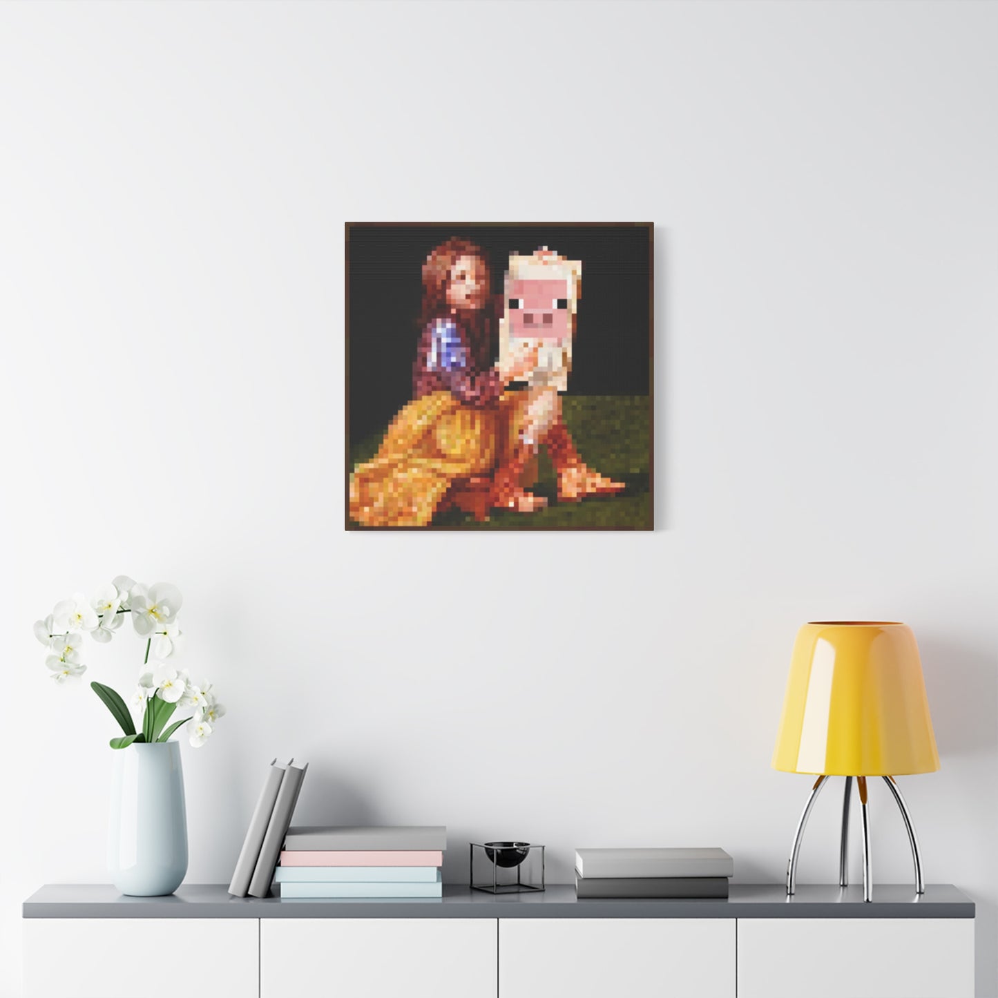 Minecraft Pig and Lady Inspired Painting