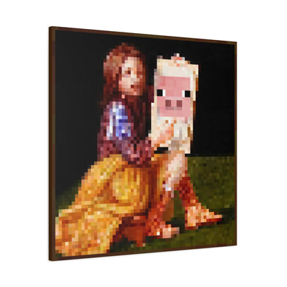 Minecraft Pig and Lady Inspired Painting