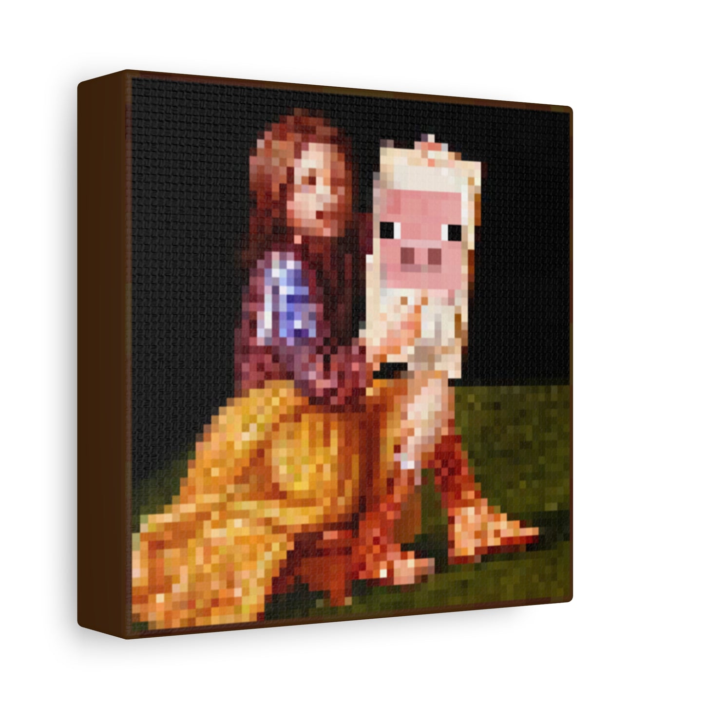 Minecraft Pig and Lady Inspired Painting