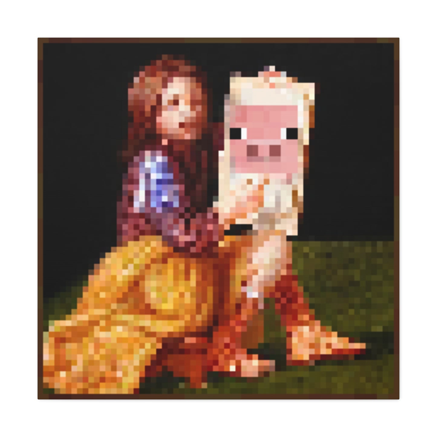 Minecraft Pig and Lady Inspired Painting