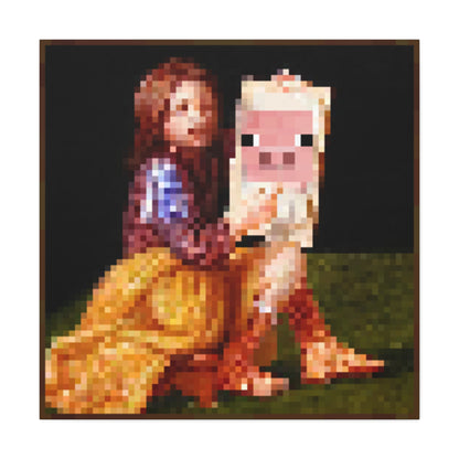 Minecraft Pig and Lady Inspired Painting