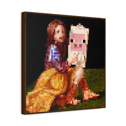 Minecraft Pig and Lady Inspired Painting