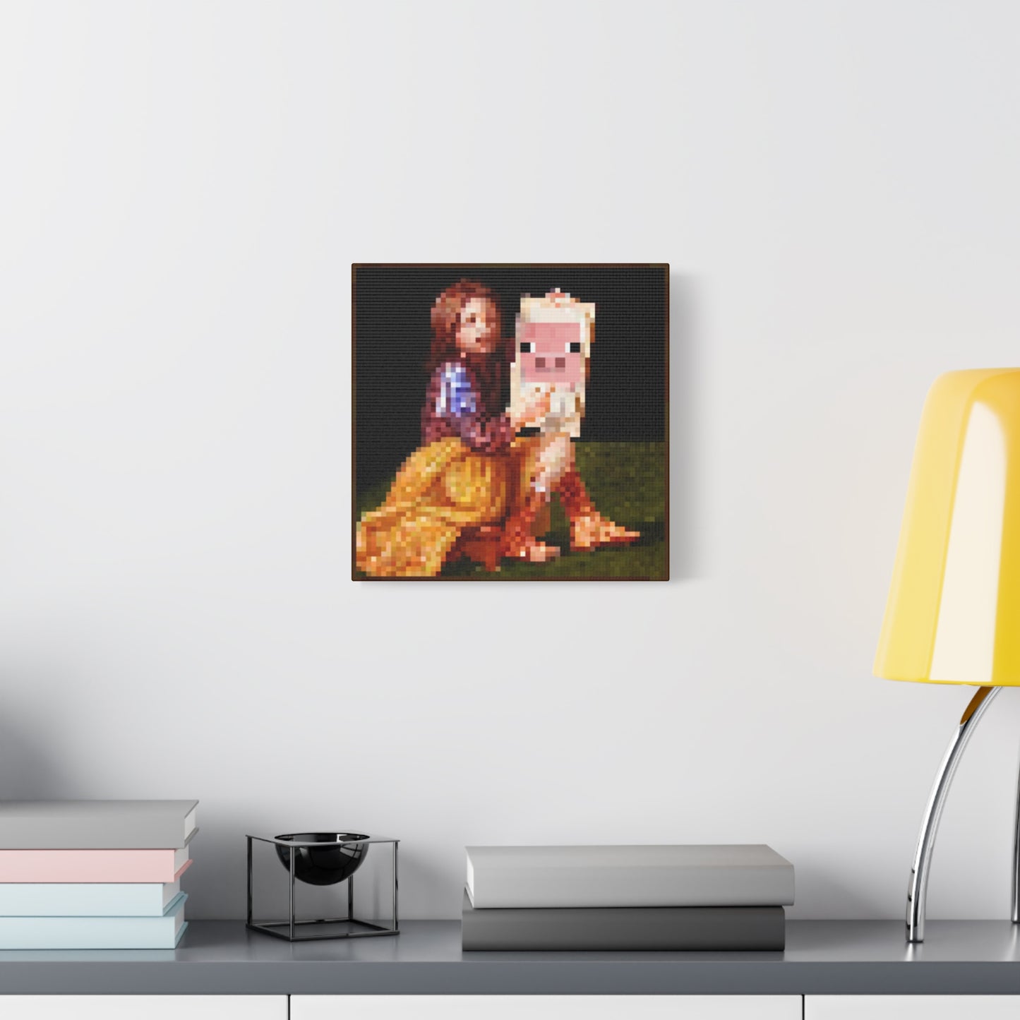 Minecraft Pig and Lady Inspired Painting