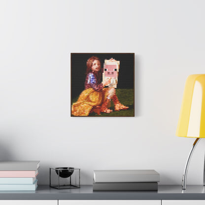 Minecraft Pig and Lady Inspired Painting