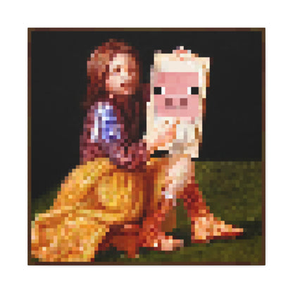 Minecraft Pig and Lady Inspired Painting