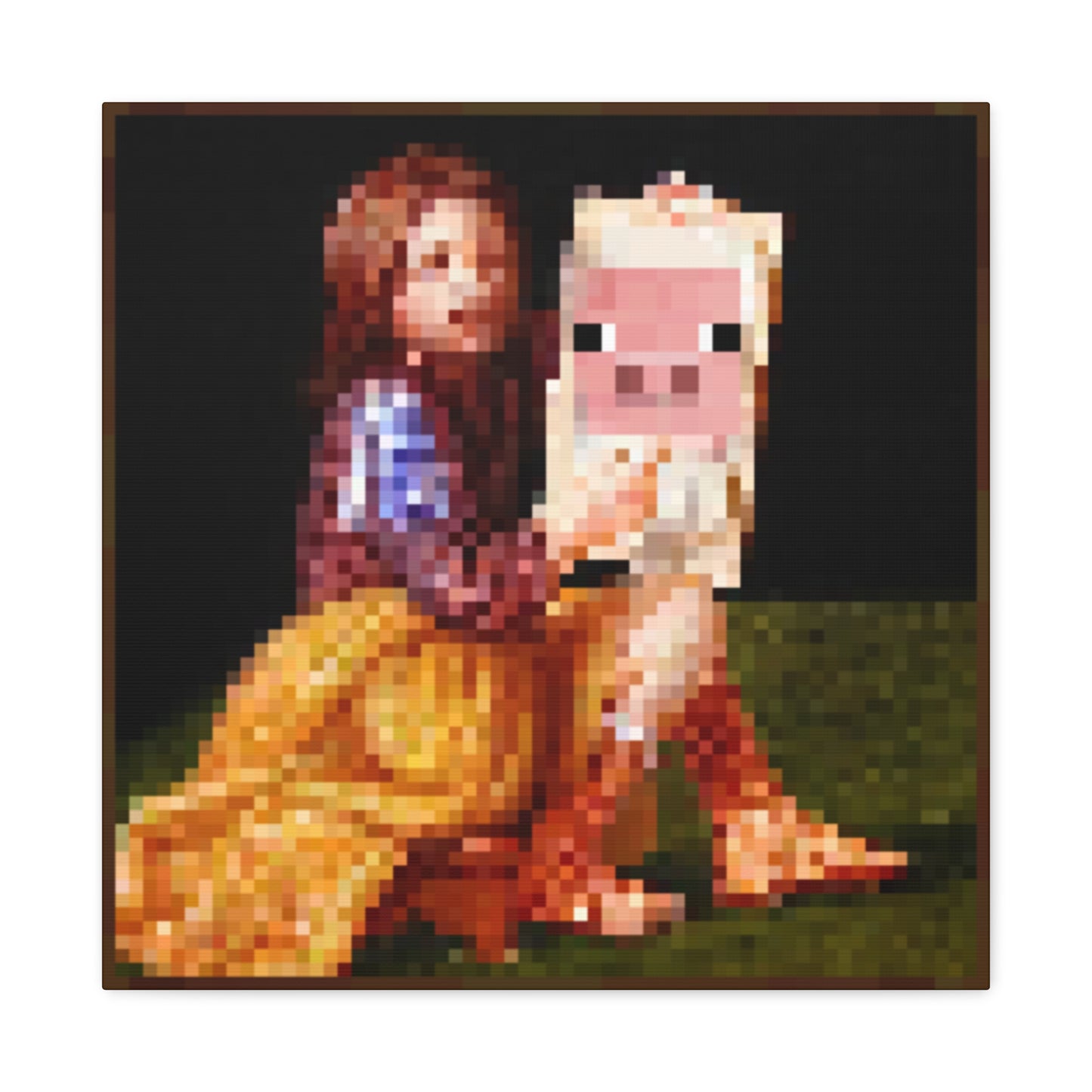 Minecraft Pig and Lady Inspired Painting