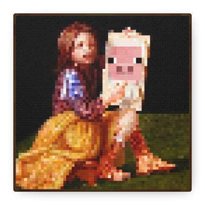 Minecraft Pig and Lady Inspired Painting