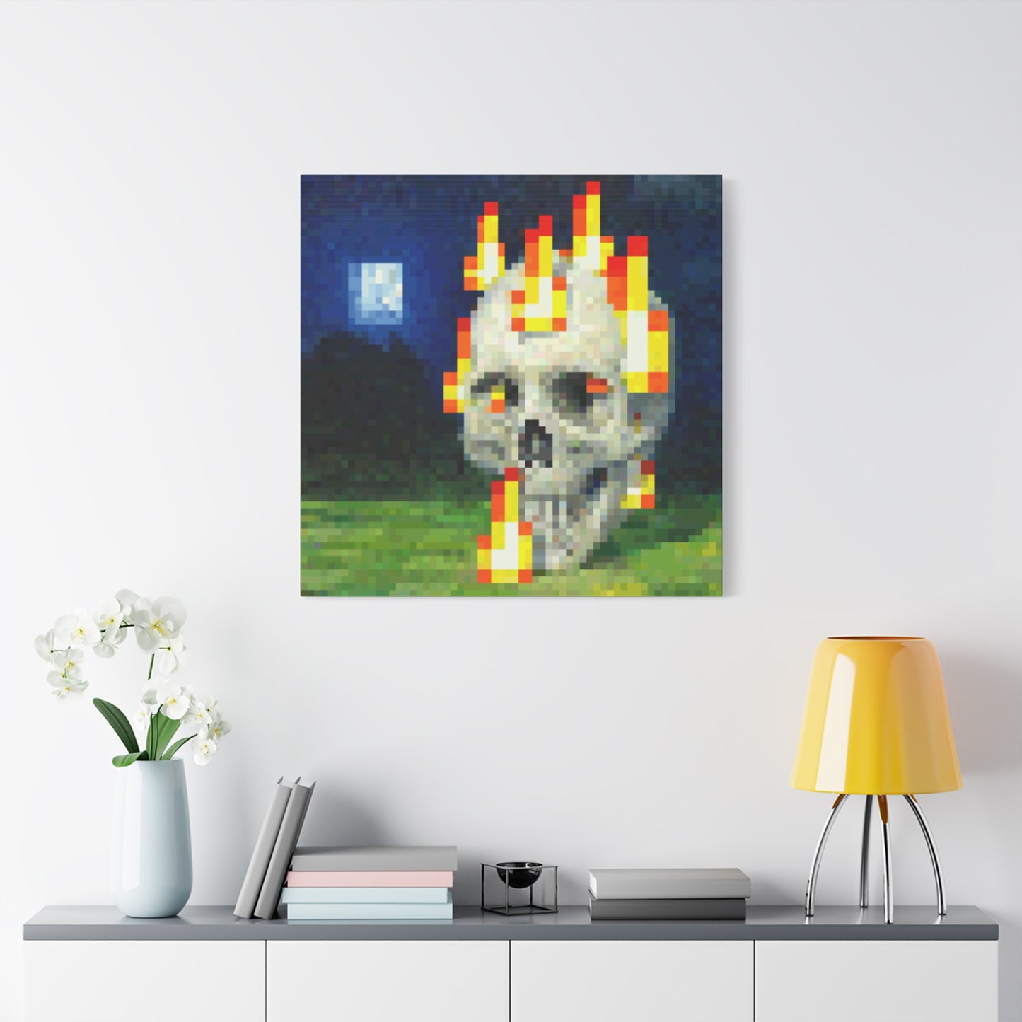 Minecraft Skull on Fire Painting Featured In-Game