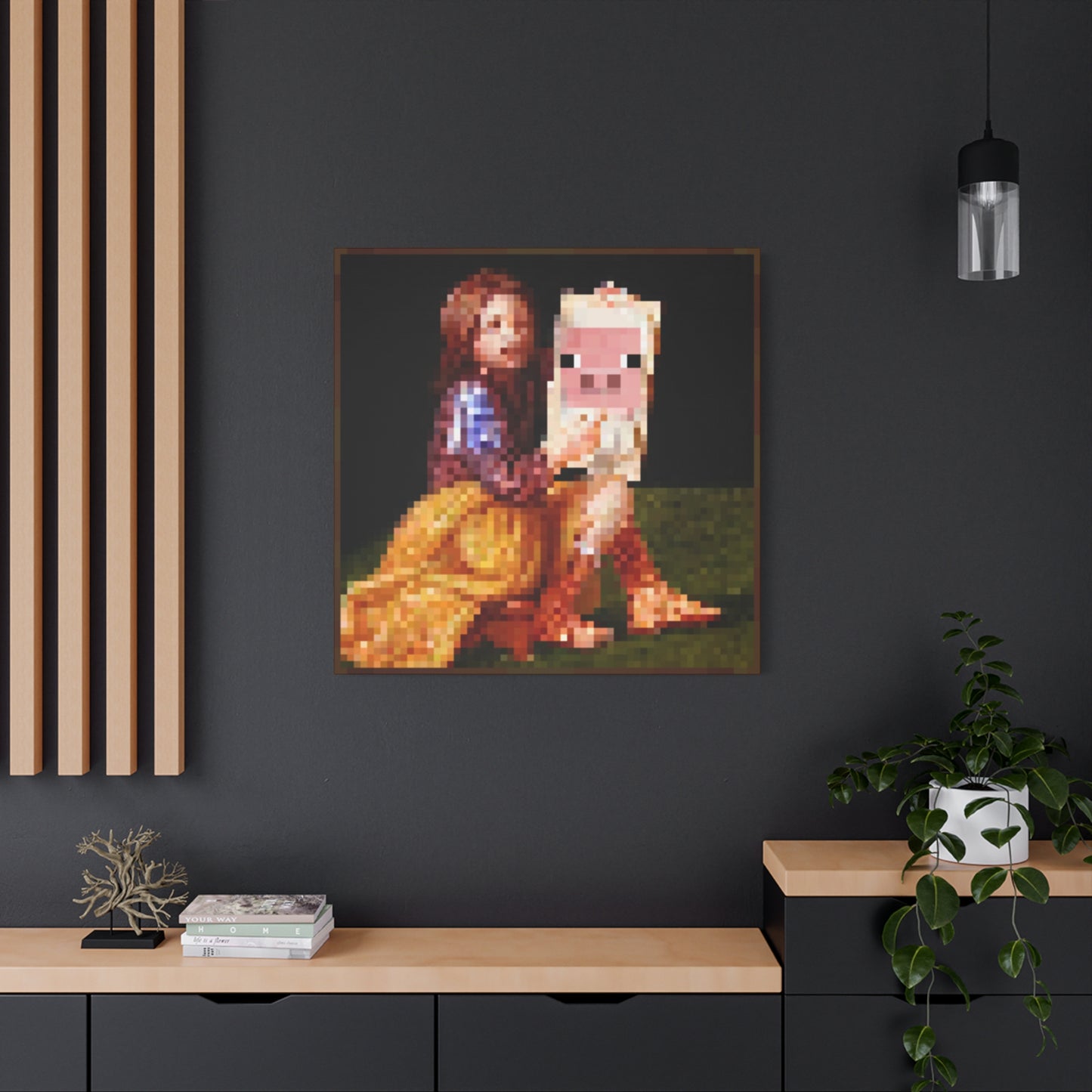 Minecraft Pig and Lady Inspired Painting
