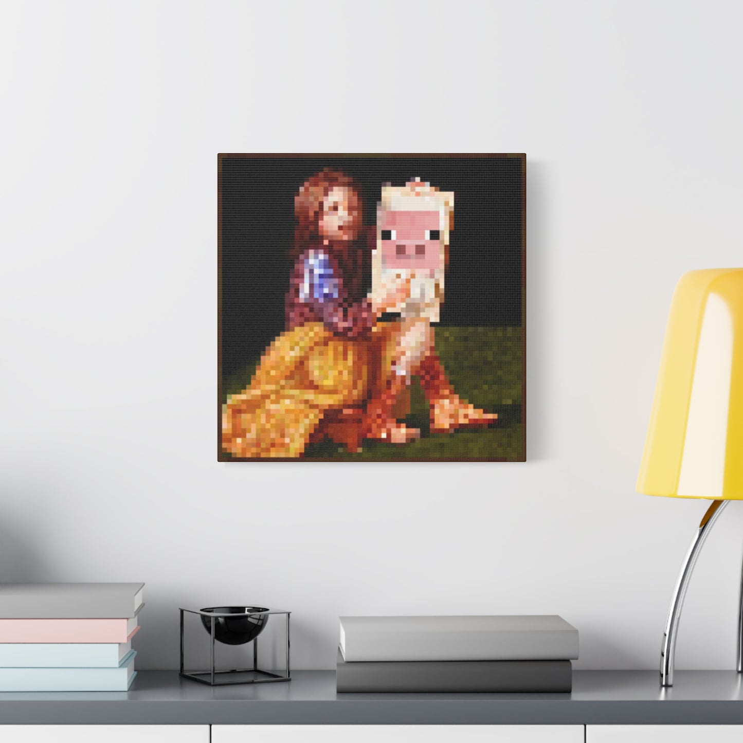 Minecraft Pig and Lady Inspired Painting