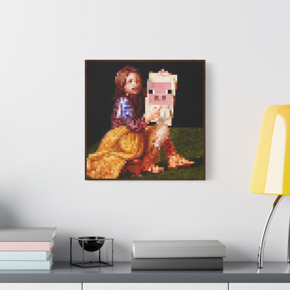Minecraft Pig and Lady Inspired Painting