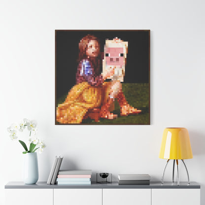 Minecraft Pig and Lady Inspired Painting