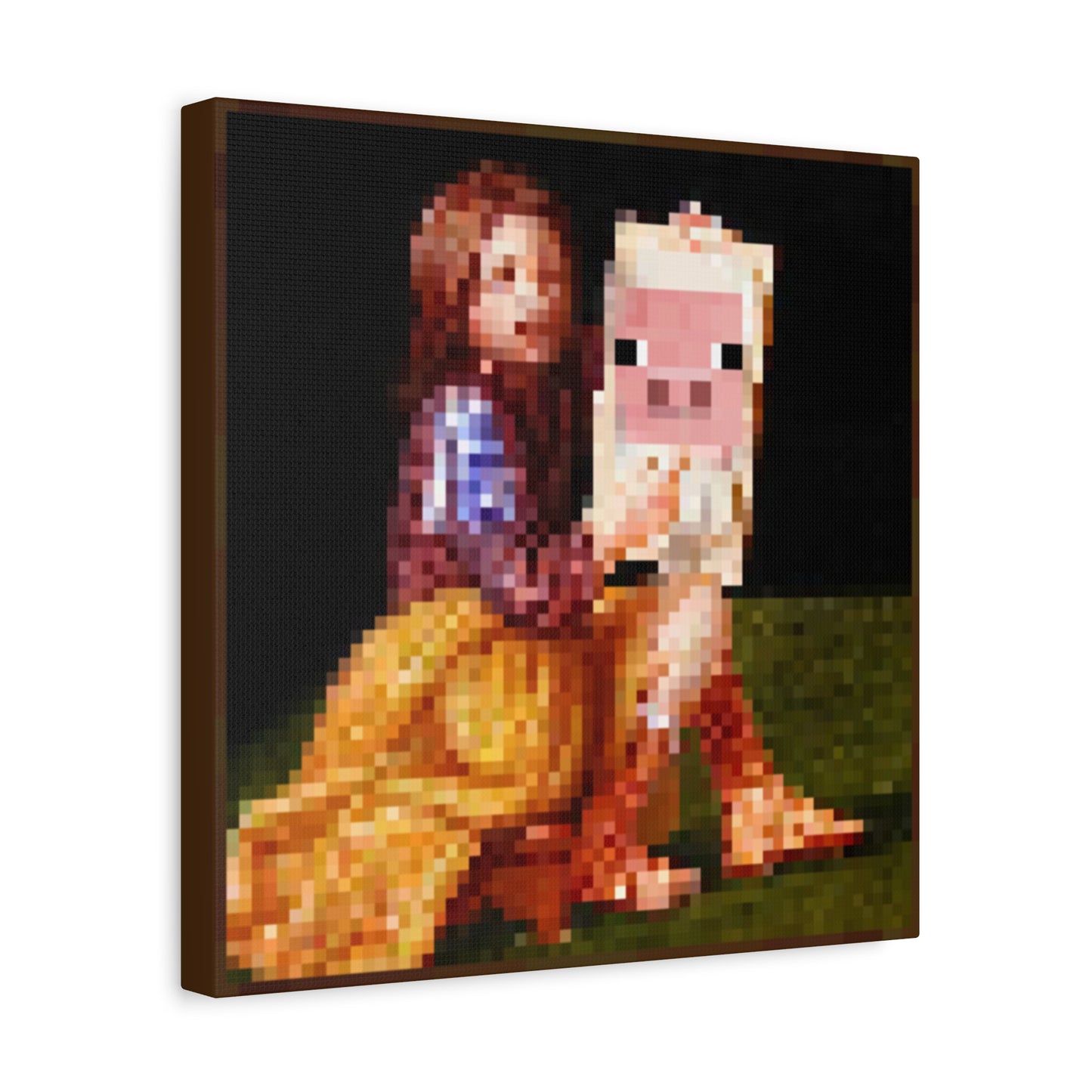 Minecraft Pig and Lady Inspired Painting