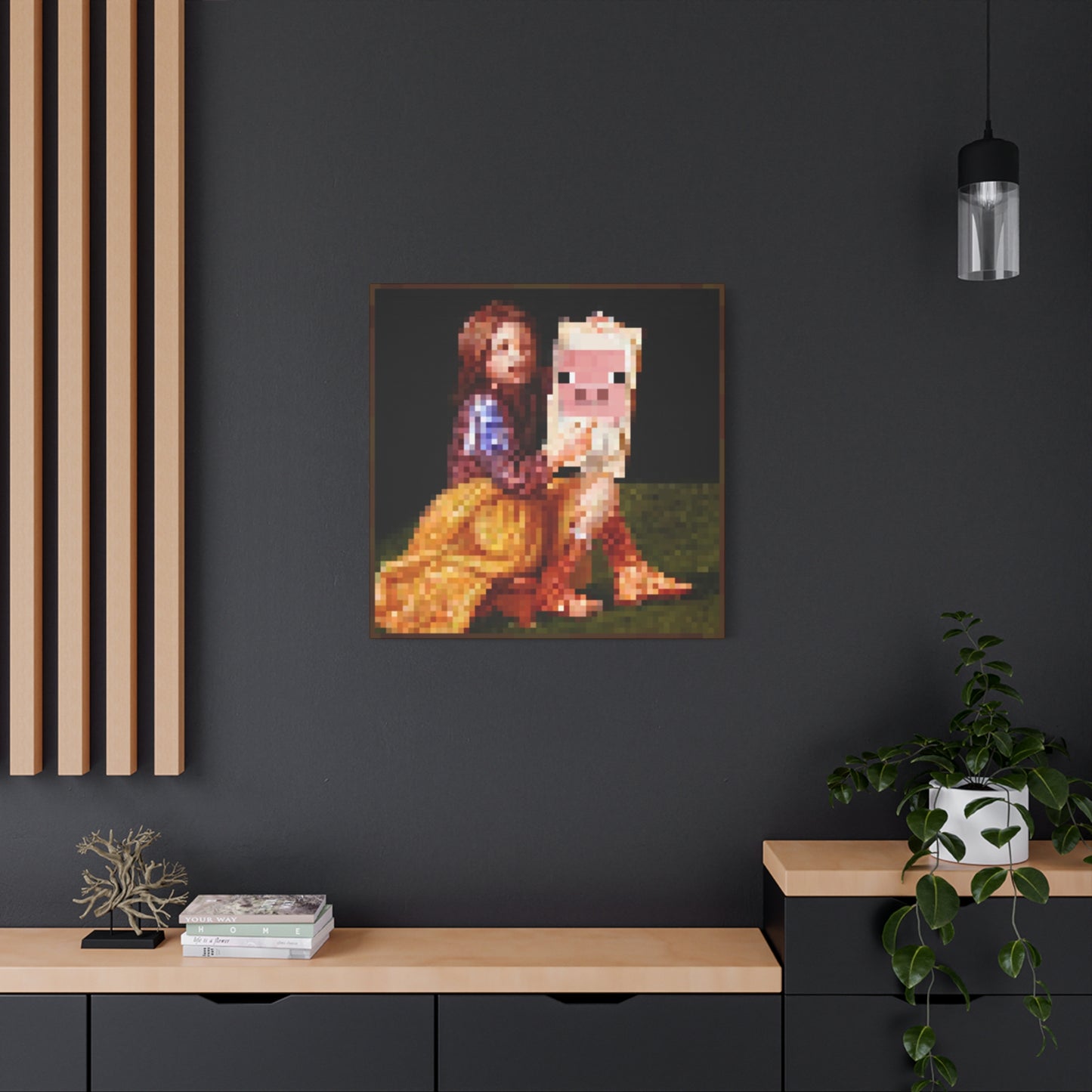 Minecraft Pig and Lady Inspired Painting