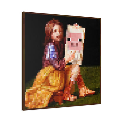 Minecraft Pig and Lady Inspired Painting